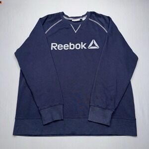 Reebok Sweatshirt Mens XL Lightweight Activewear Pullover Navy Blue Long Sleeve